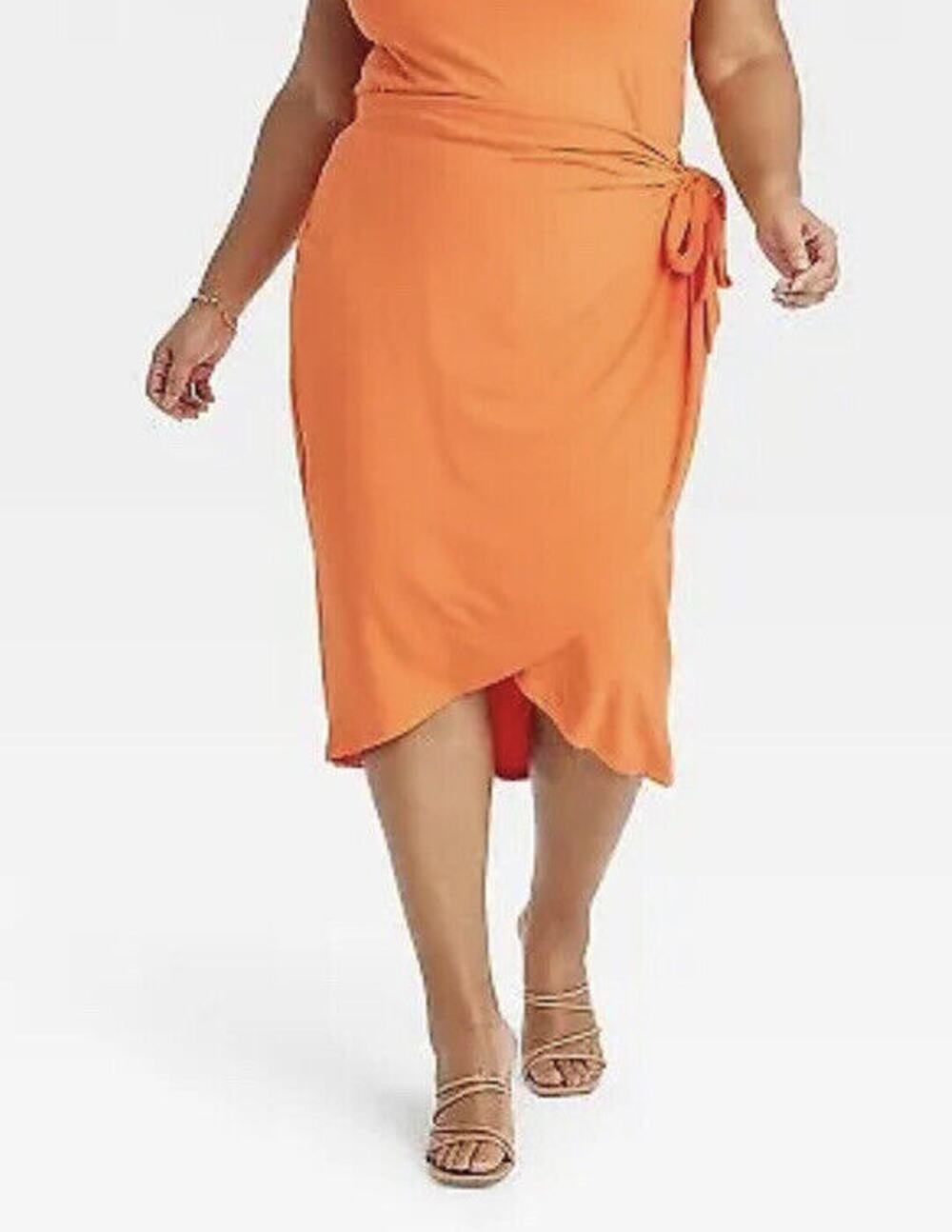 Ava & Viv Knit Wrap Skirt - Orange Women's 2X NWT
